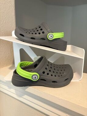 Joybees Harper Slip-On Clogs Charcoal/Lime - Kids Child Toddler Size 8 / 9